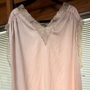 Elegant Lace-Trimmed Pink Chemise